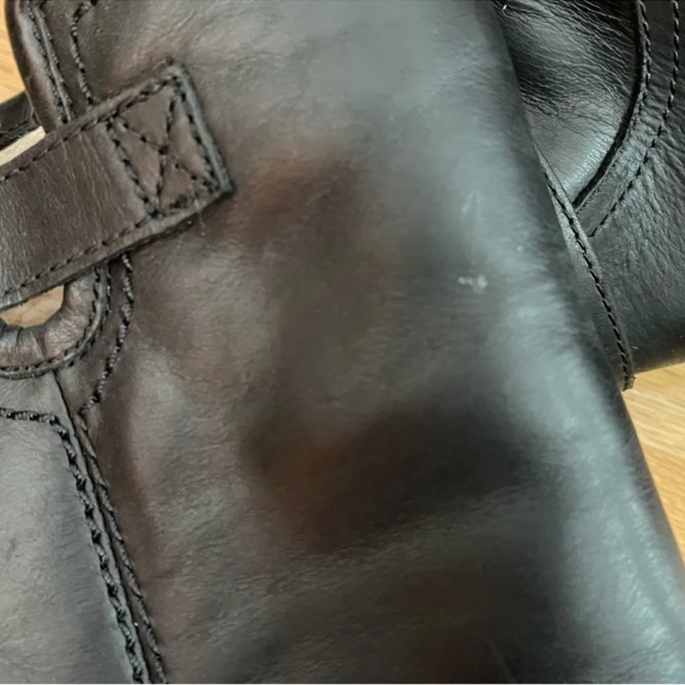 UGG Tupelo Black Leather Riding Boots Moto Buckle Women’s Size 7